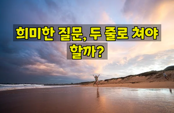 희미한 질문, 두 줄로 쳐야 할까?